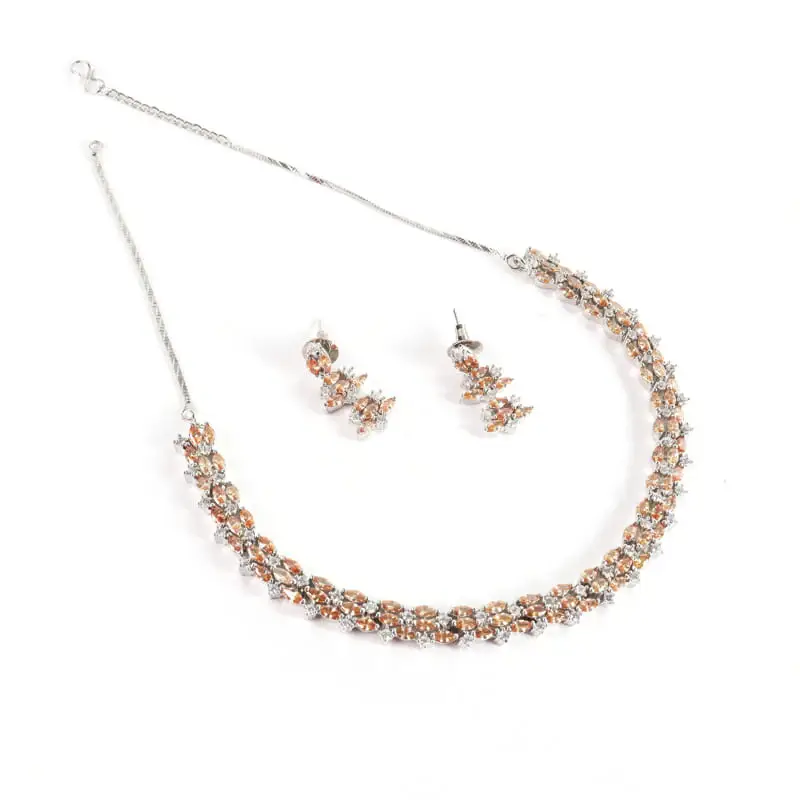 Hazel Citrine Colored 
Necklace Set : BJNK0114