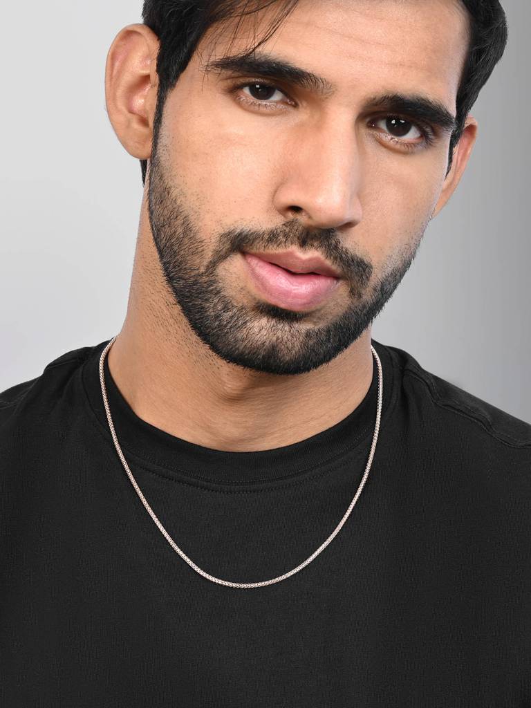 Rose Gold Box-Link Silver Chain : BKGC189