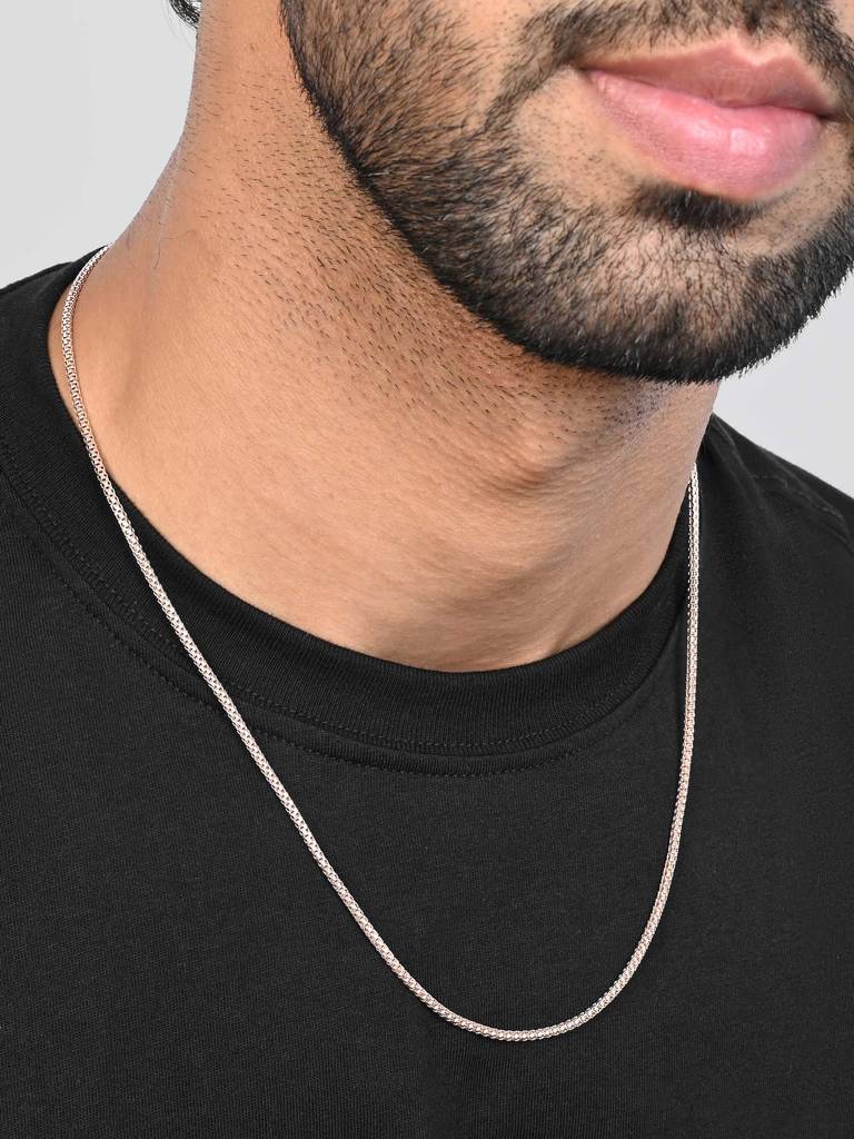 Rose Gold Box-Link Silver Chain : BKGC189