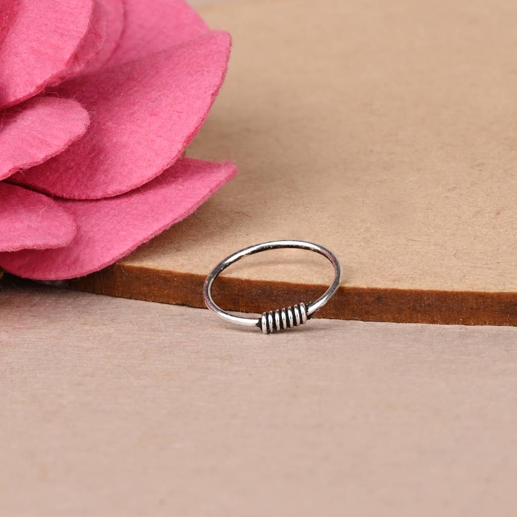 Pure Silver Spiral Oxidized Nose Pin : BKNP703