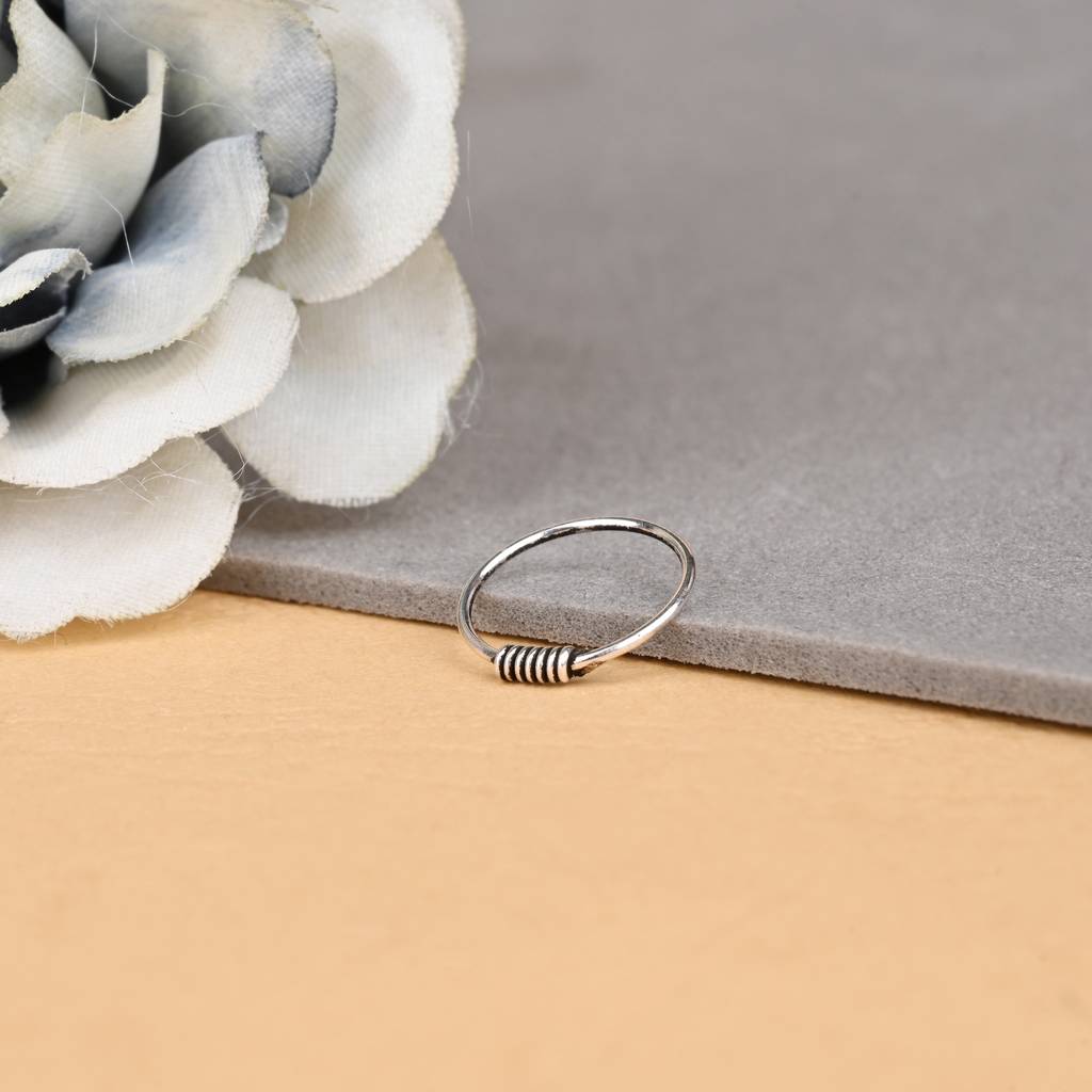 Pure Silver Spiral Oxidized Nose Pin : BKNP703