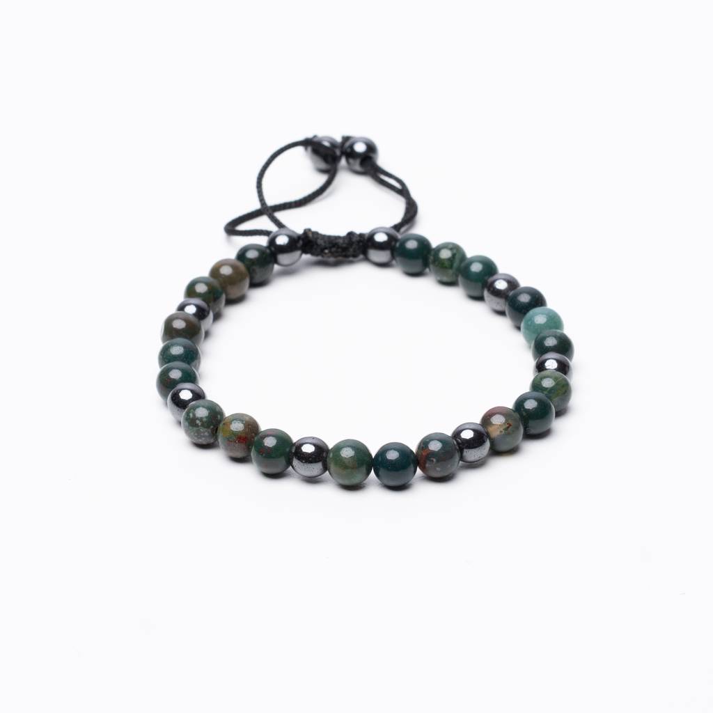 Bloodstone Beaded Bracelet - 6Mm - Braided : BS_BB_OS_B