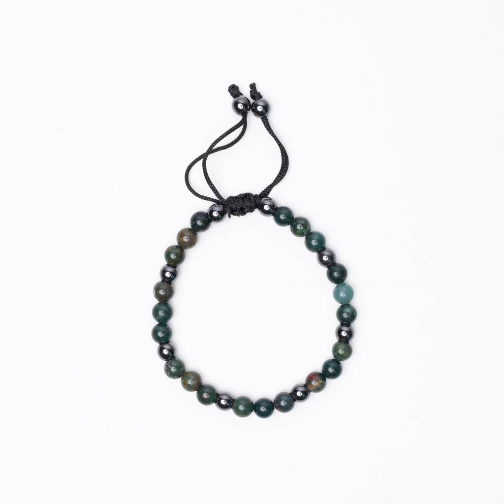 Bloodstone Beaded Bracelet - 6Mm - Braided : BS_BB_OS_B