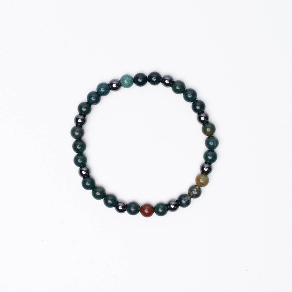 Bloodstone Beaded Bracelet - 6Mm - Elastic : BS_BB_OS_E