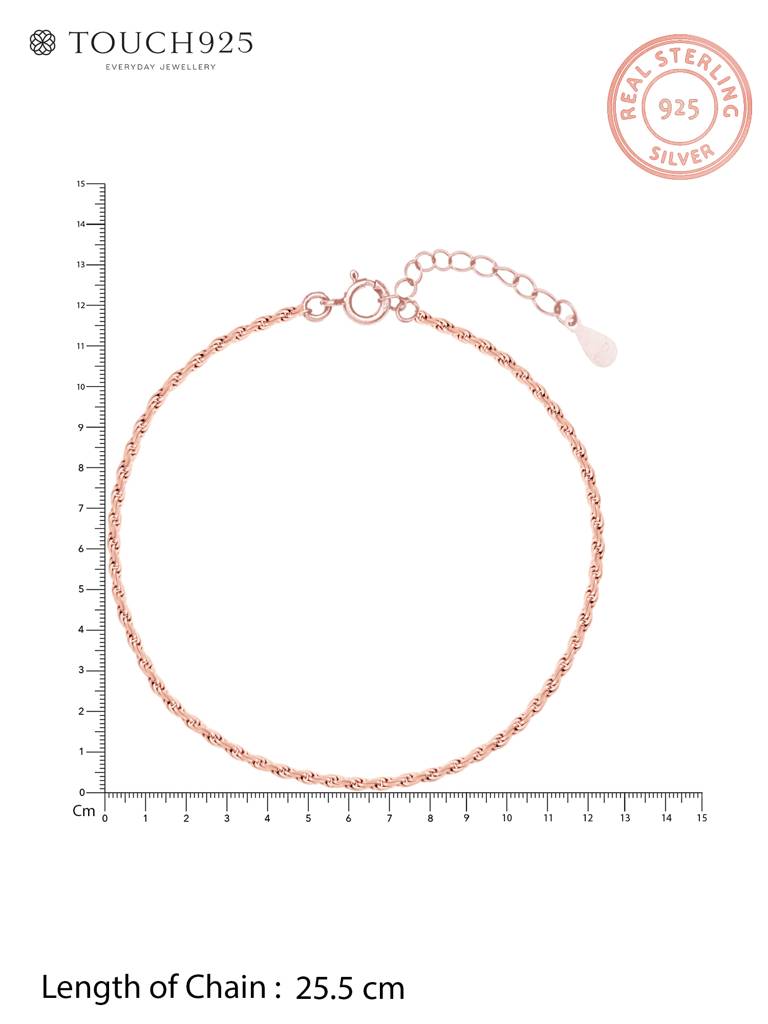 Twist Weave Silver Anklet : BOPA798