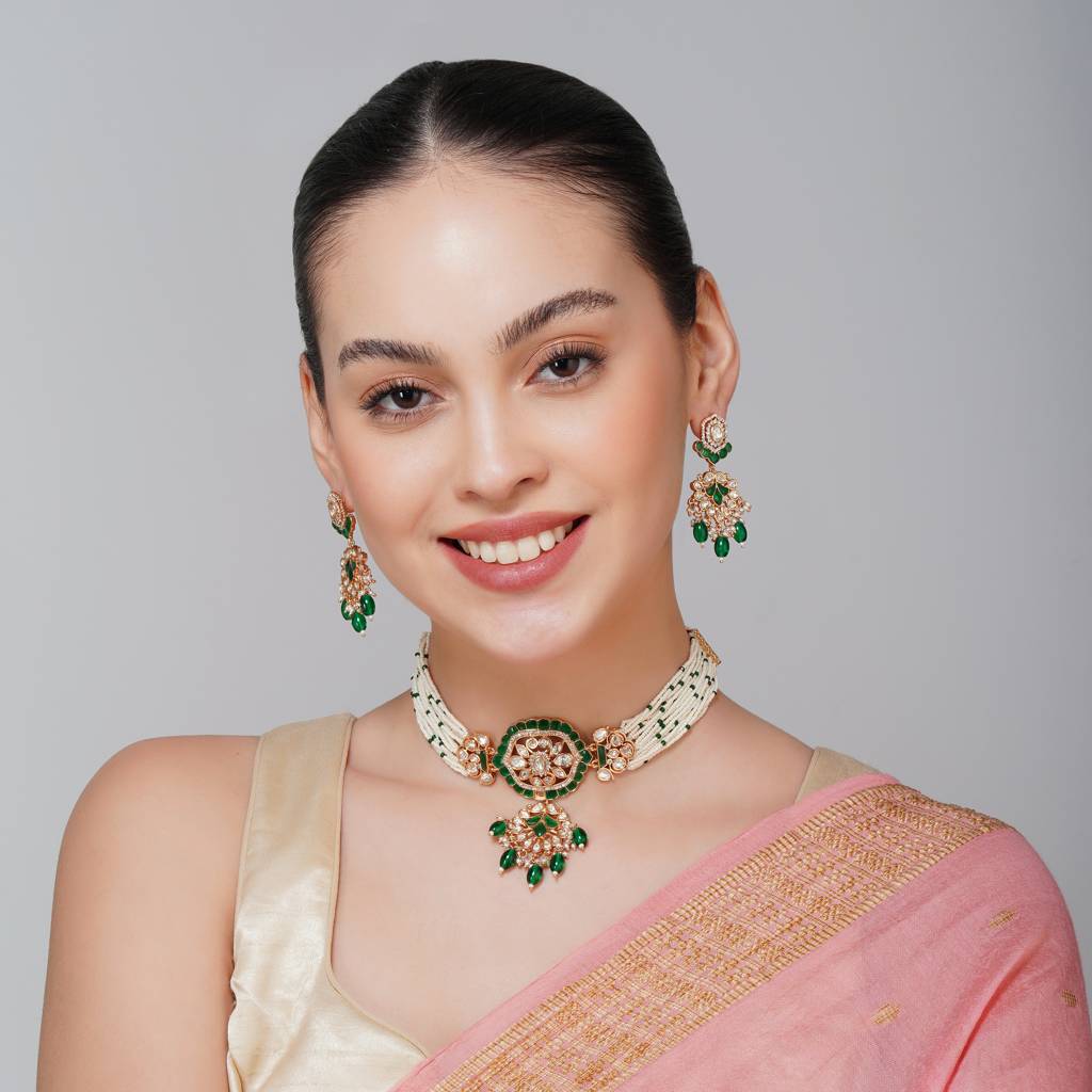 Green And Kundan Necklace Set : BP-NK-100