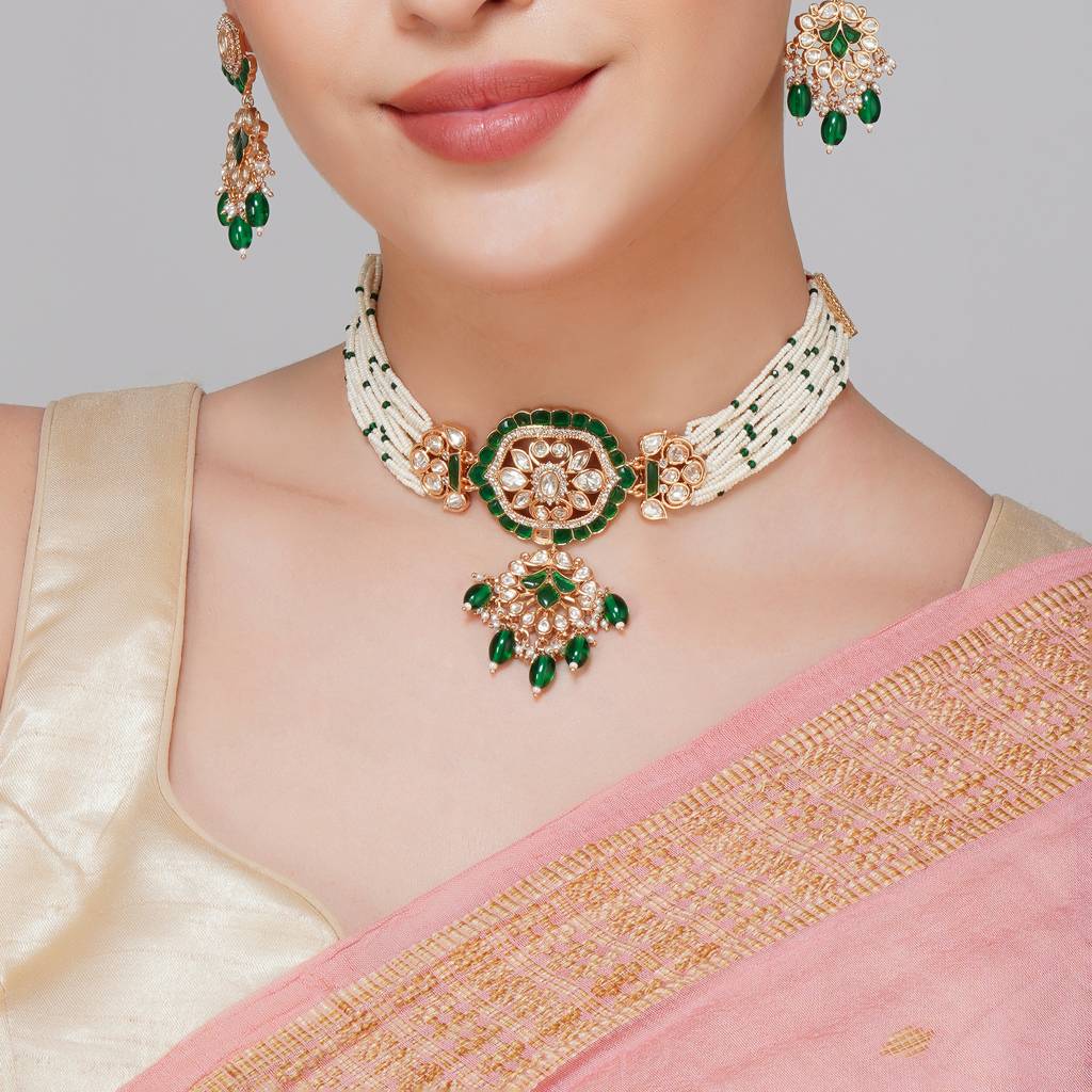 Green And Kundan Necklace Set : BP-NK-100