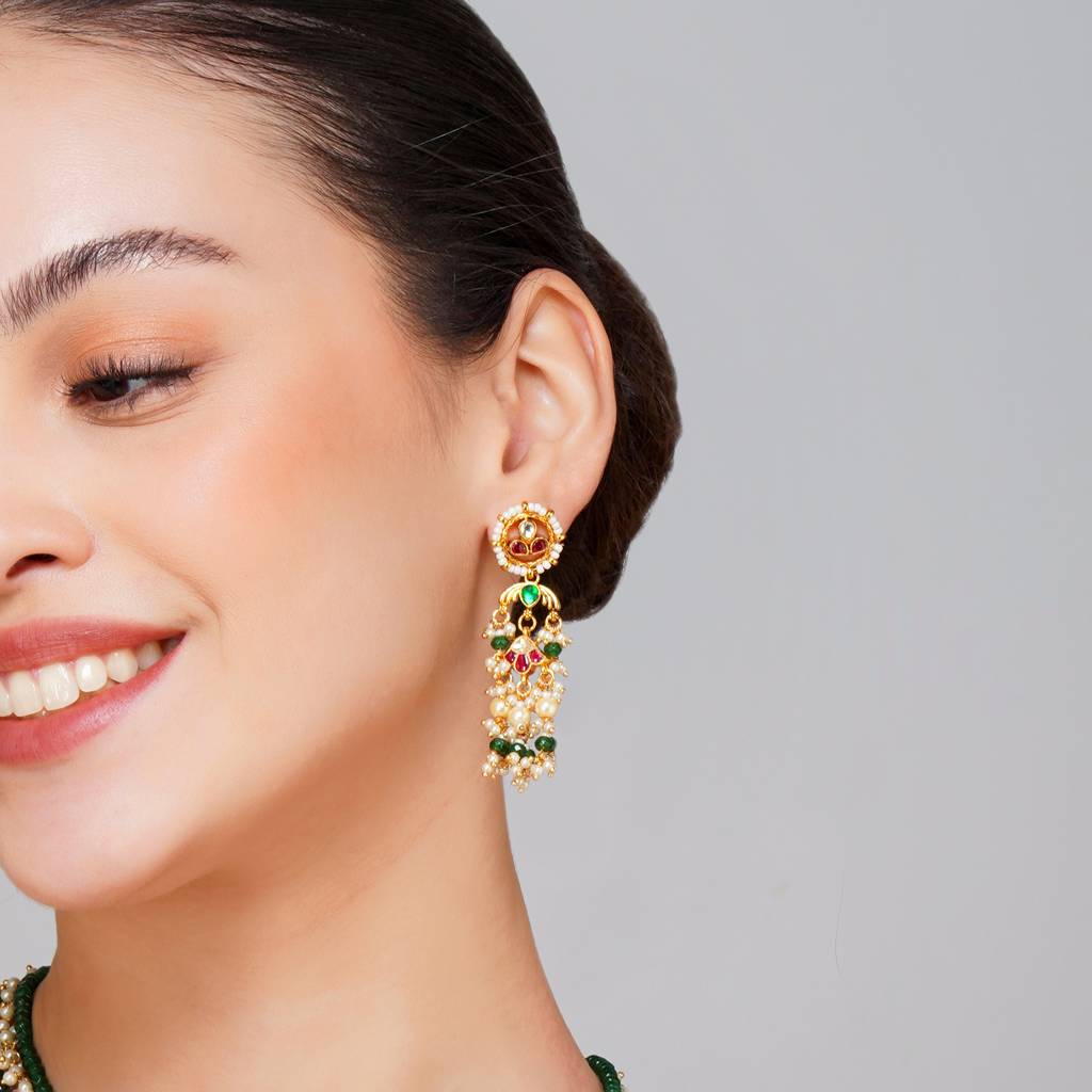 Gold Plated Multi Layered Pachi Kundan Necklace : BP-NK-101