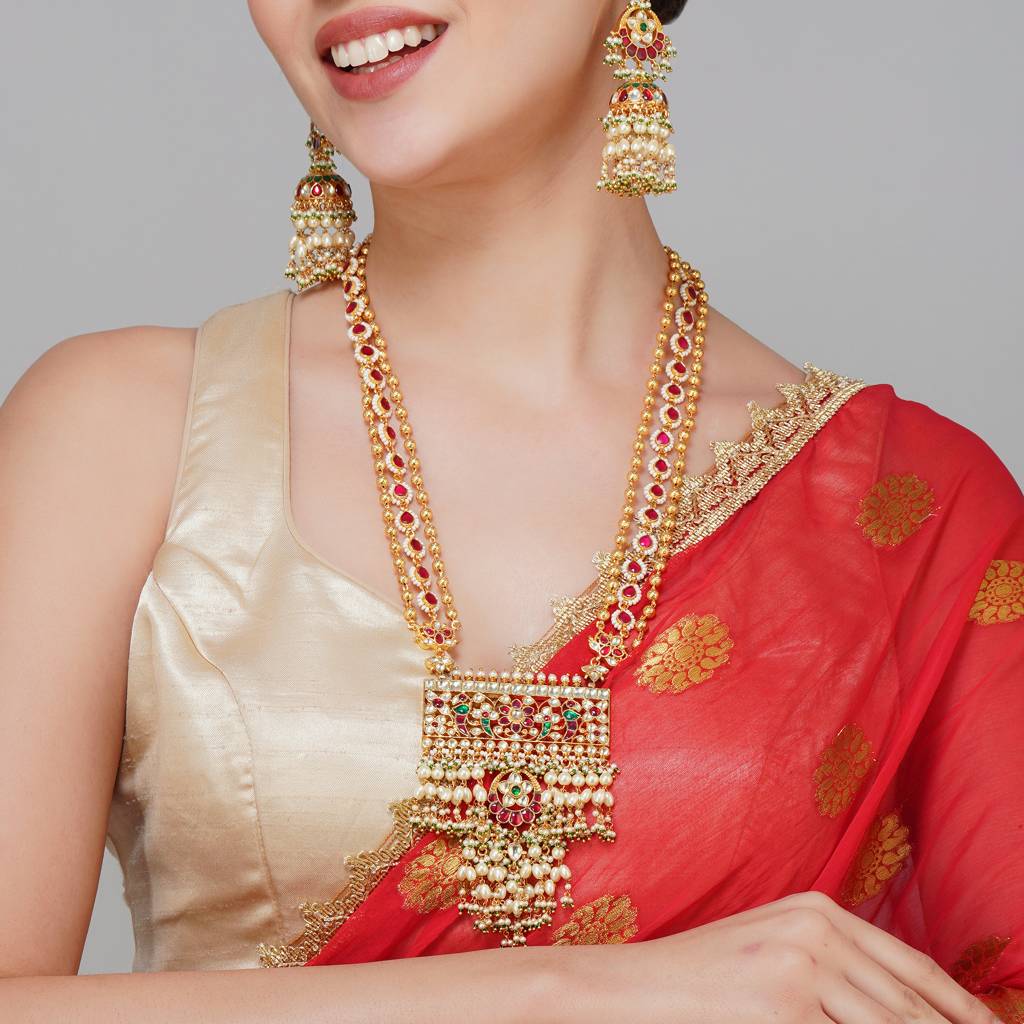 Long Necklace In Pachi Kundan Multi' : BP-NK-107
