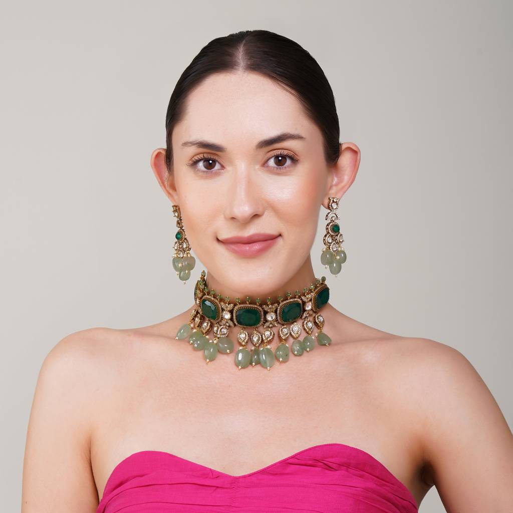 Diya Kundan Necklace Set : BP-NK-163