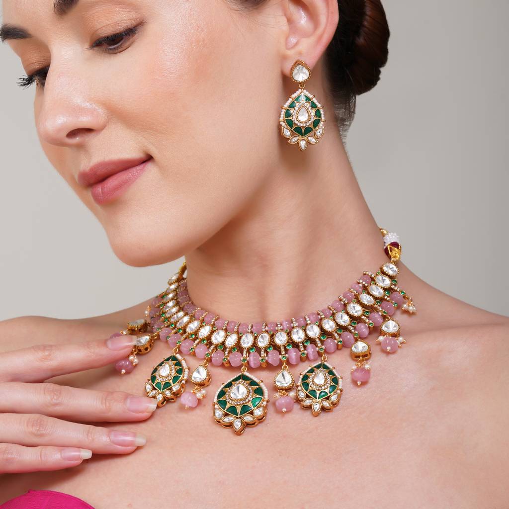 Zoya Gulabi  Kundan Necklace Set : BP-NK-164