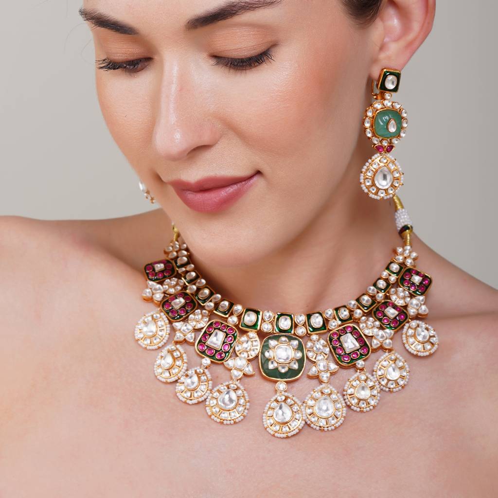 Aashvi Multi  Kundan Necklace Set : BP-NK-165