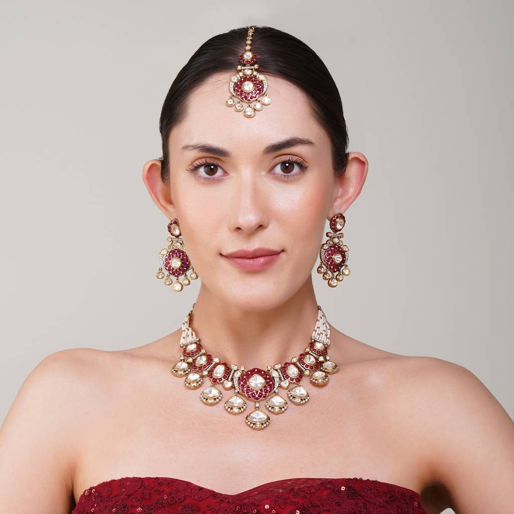Aishwarya Ruby  Kundan Necklace Set : BP-NK-167