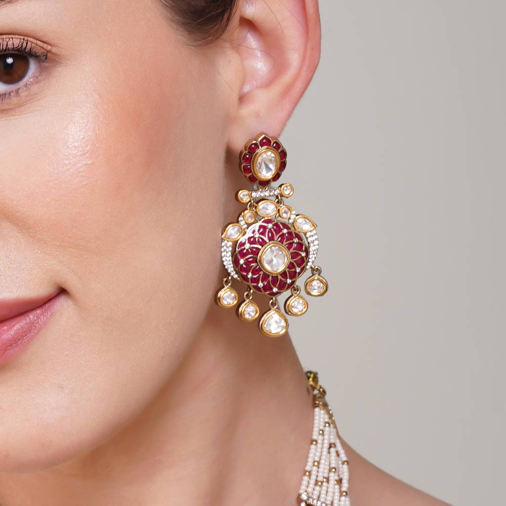 Aishwarya Ruby  Kundan Necklace Set : BP-NK-167
