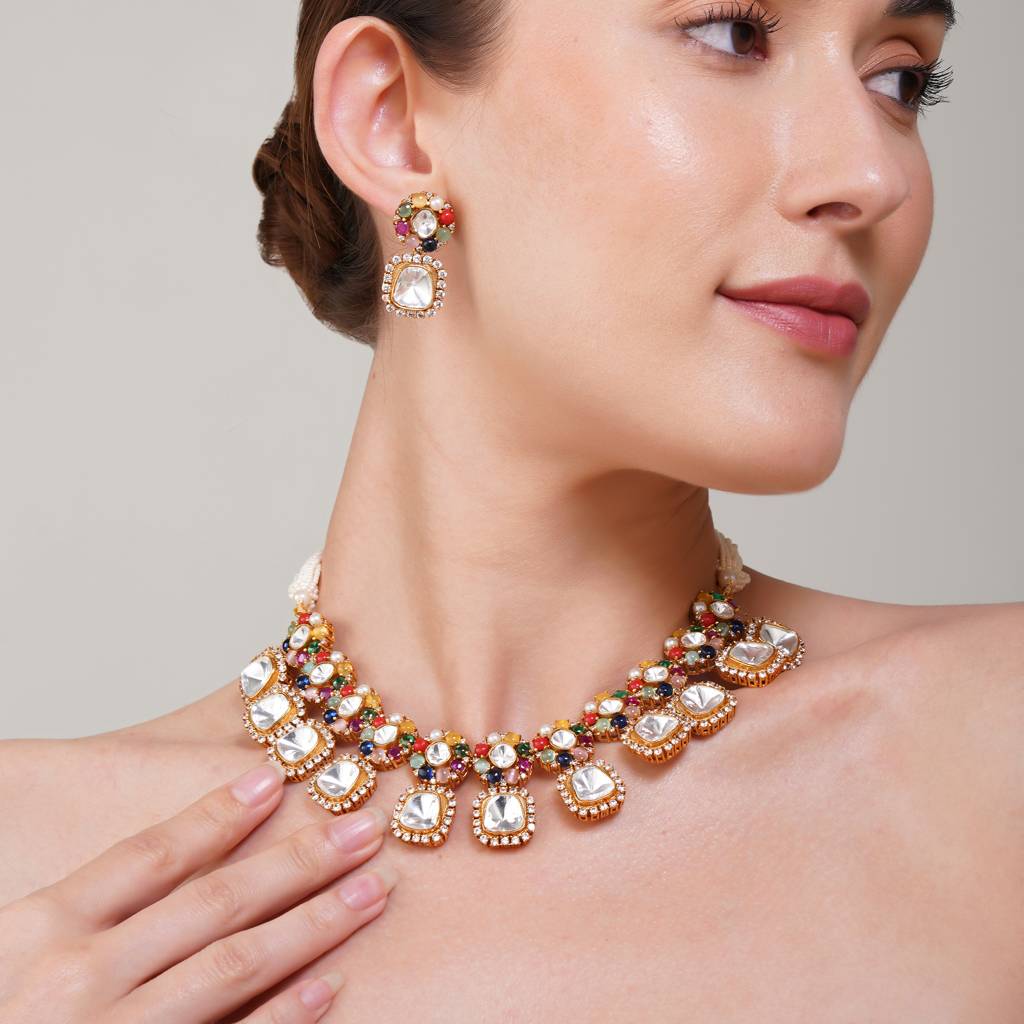 Aahana Multi  Kundan Necklace Set : BP-NK-168
