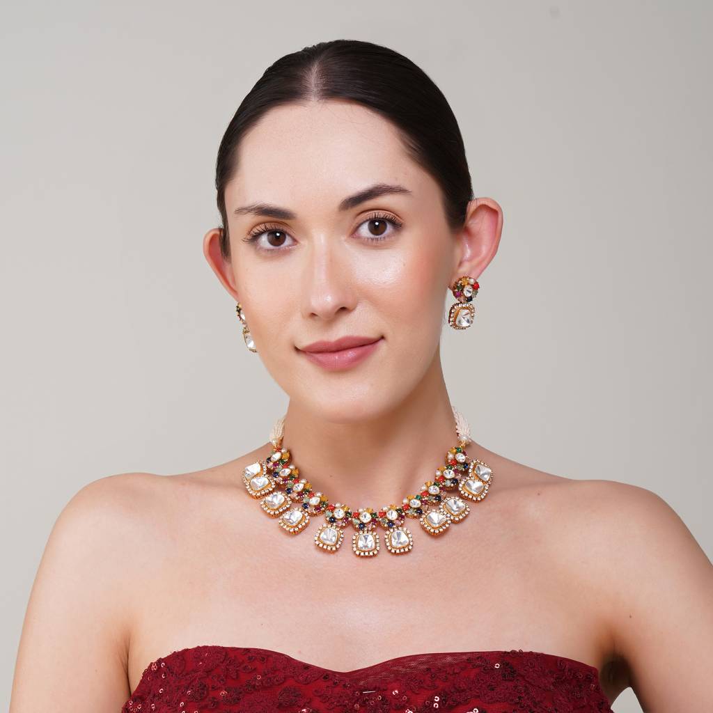 Aahana Multi  Kundan Necklace Set : BP-NK-168