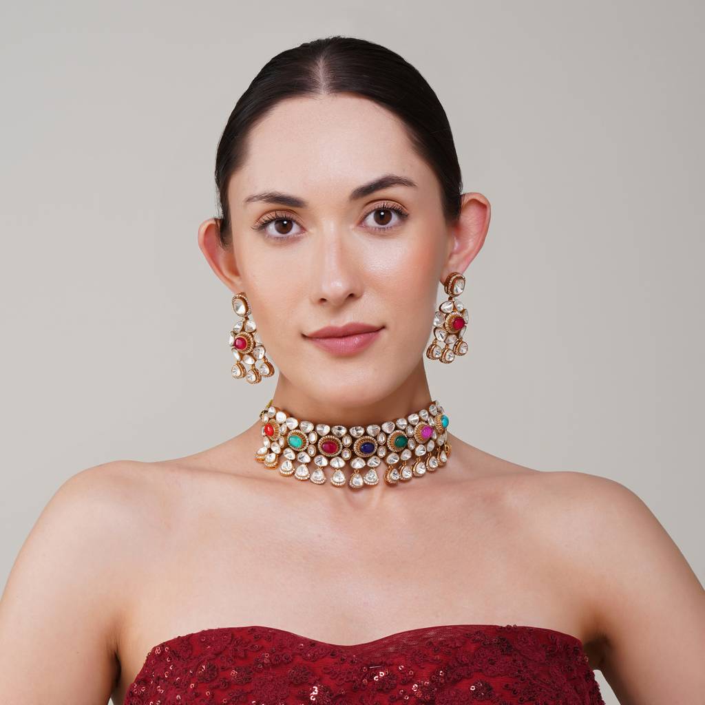 Kalyani Multi Choker Kundan Necklace Set : BP-NK-169