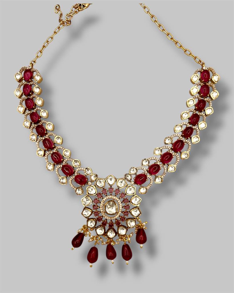 Charvi Ruby Kundan Necklace Set : BP-NK-177