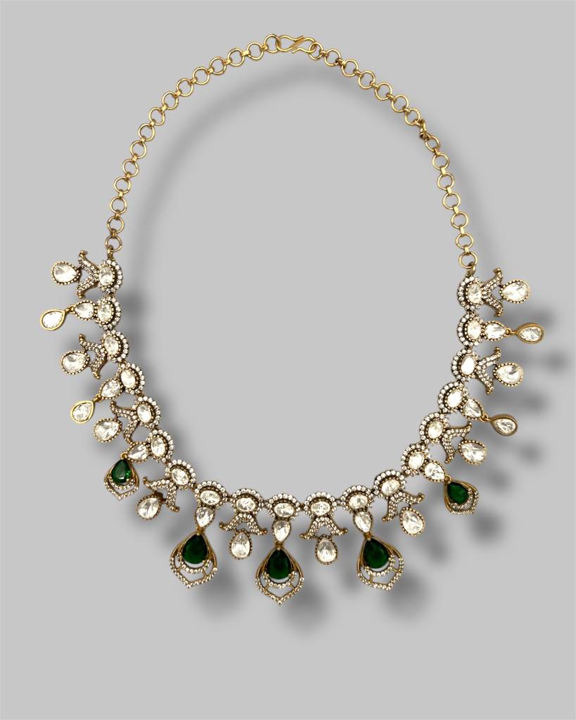 Falguni Emerald Green Kundan Necklace Set : BP-NK-184