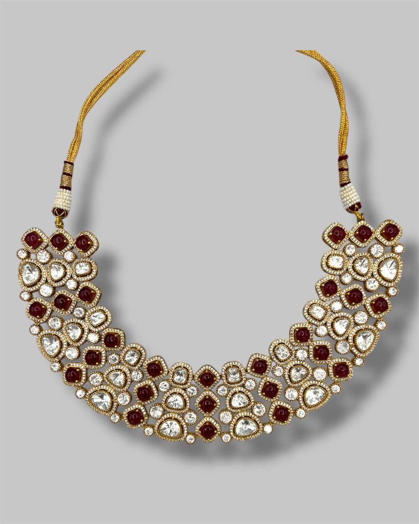 Lina Ruby Kundan Necklace Set : BP-NK-190