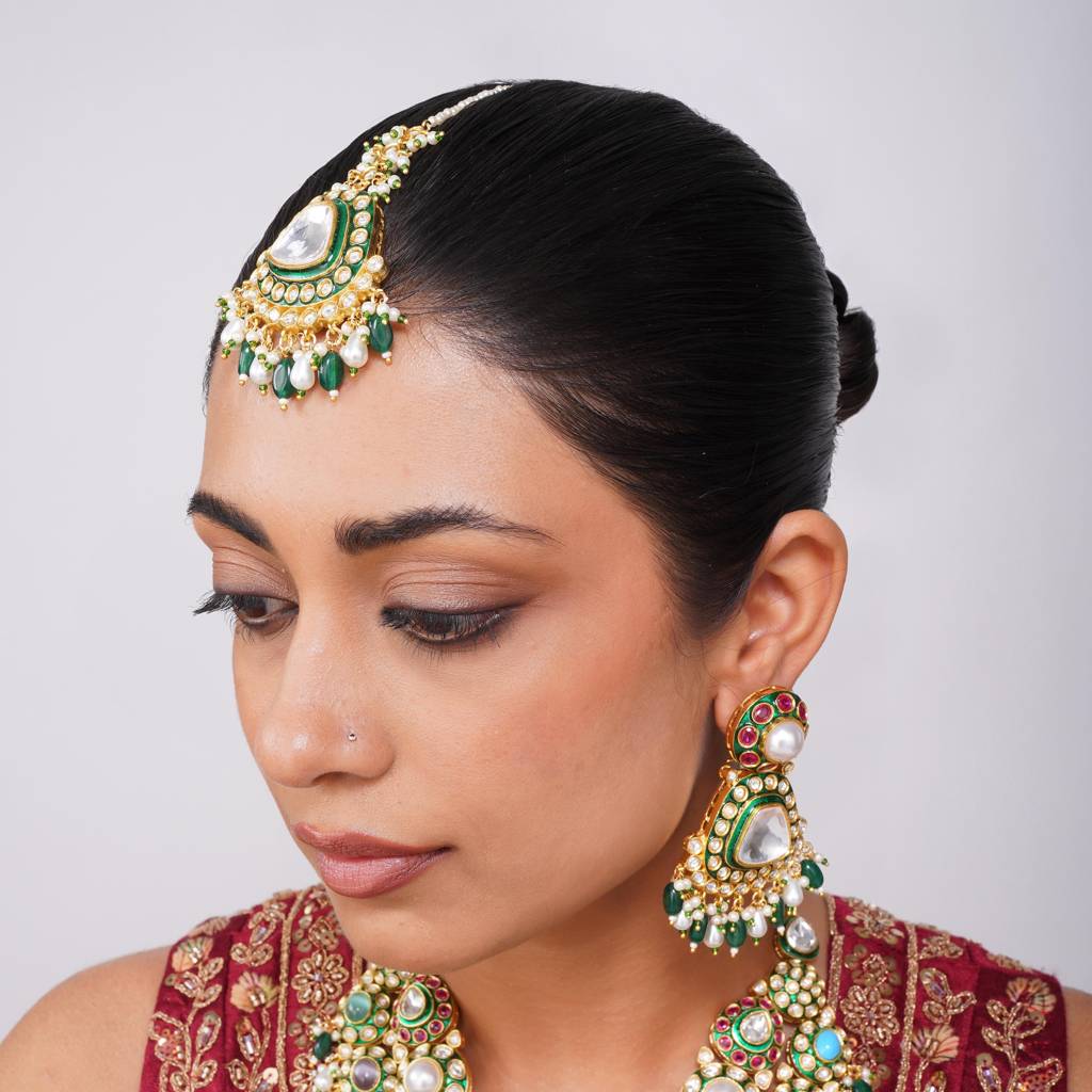 Zarika Kundan Necklace Set Navratana : BP-NK-256