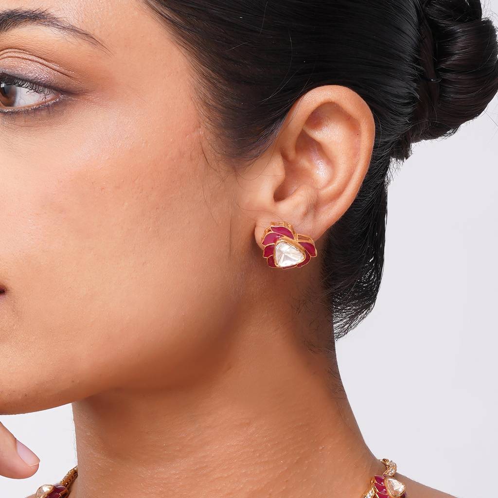 Kanika Kundan Necklace Set Copper Multi