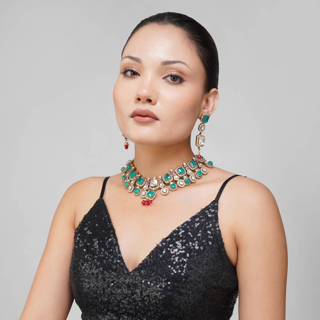 Tani  Kundan Necklace Set : BP-NK-266