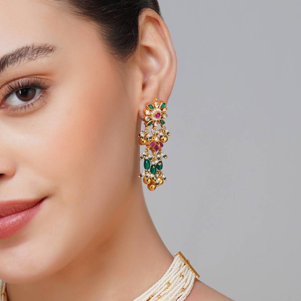 Floral Gold Plated Pachi Kundan Choker : BP-NK-37