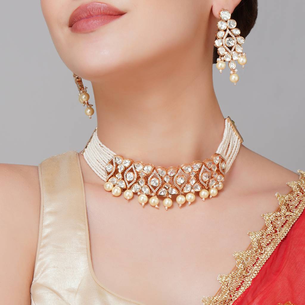 Gold Plated Kundan Choker : BP-NK-93