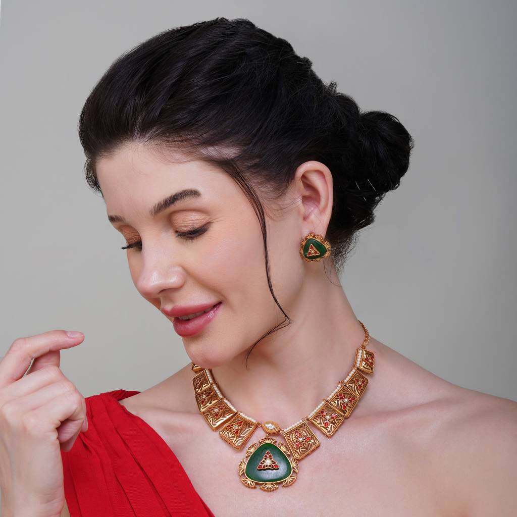 Sitara Jadau Kudan Necklace Set : BP-NK-157