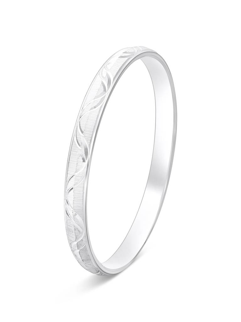 Silver Flowline Engraved Kada : BPGB203
