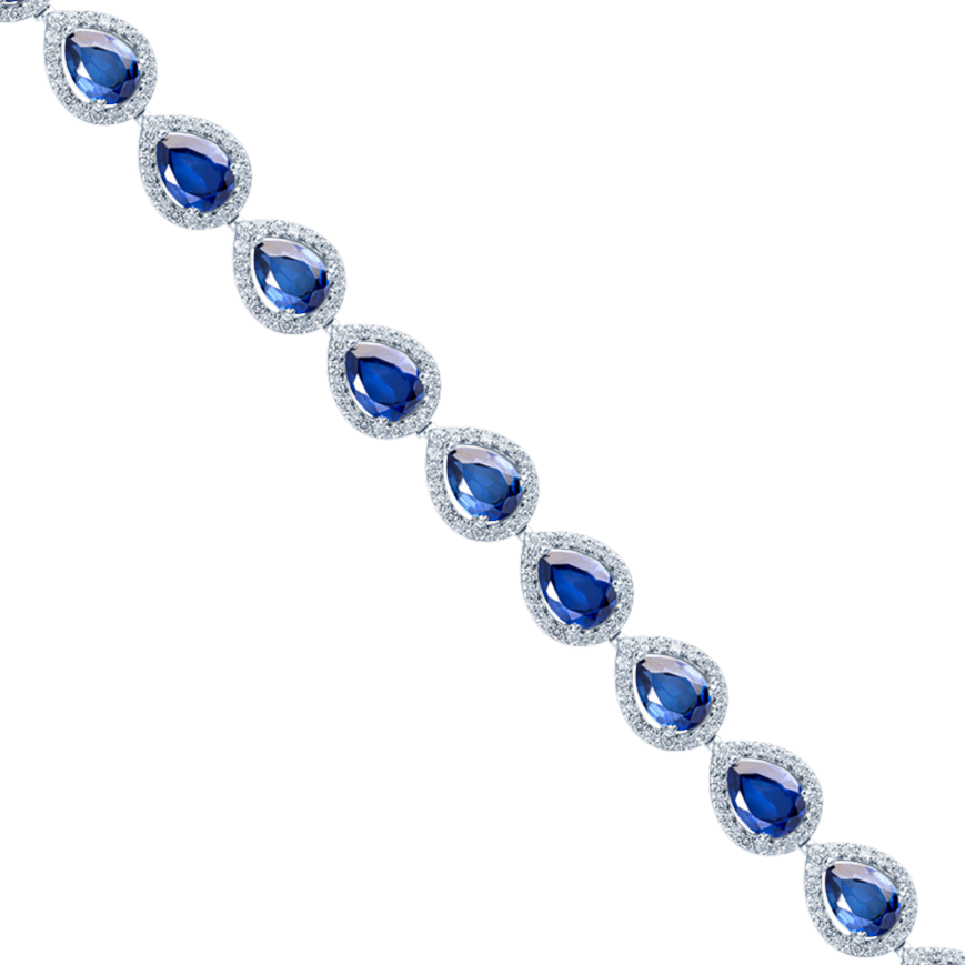 Blue Sapphire Tennis Bracelet : BR-2402-166