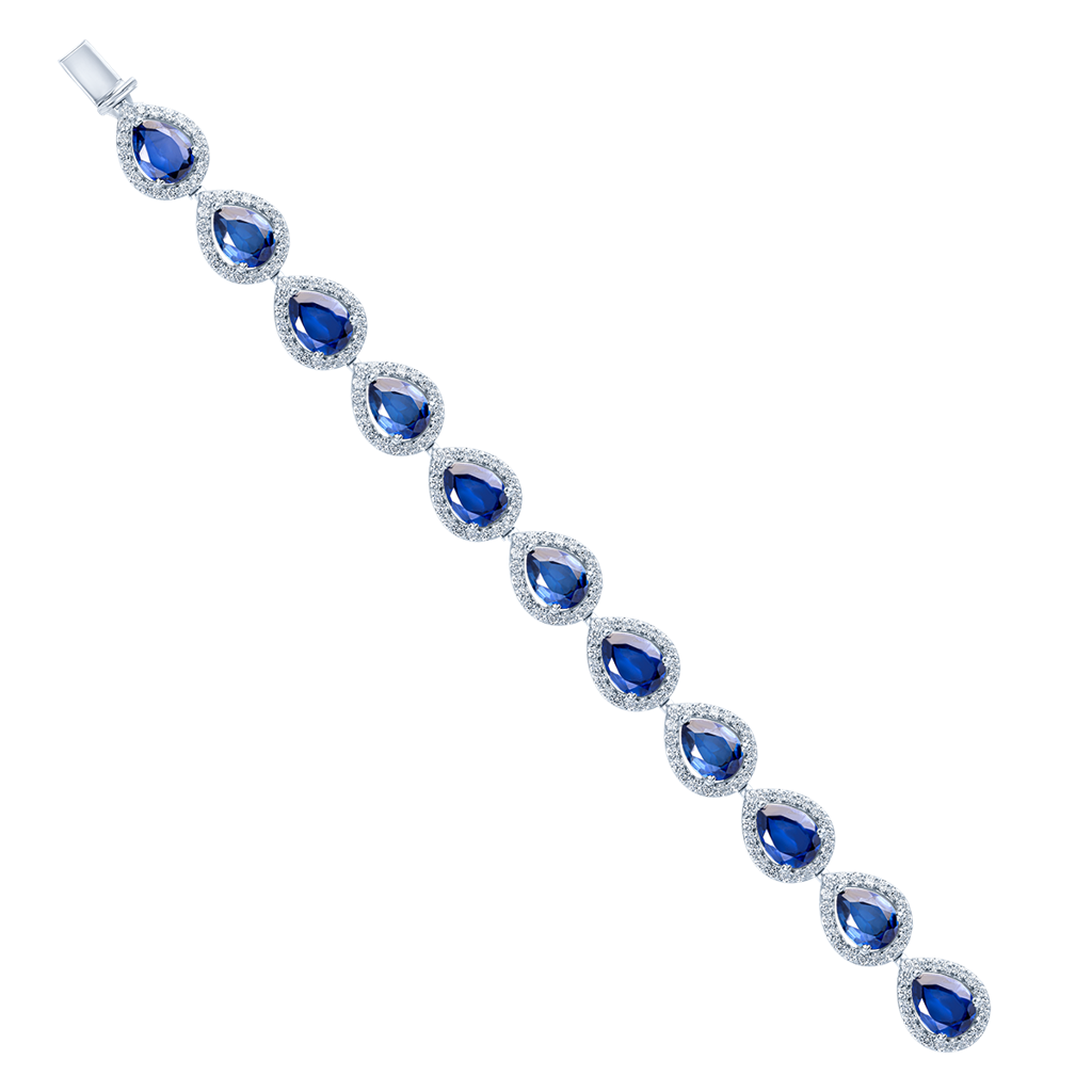 Blue Sapphire Tennis Bracelet : BR-2402-166