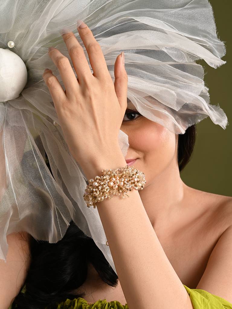 Fresh Water Pearl Floral Bracelet : BR-311-01PEACH