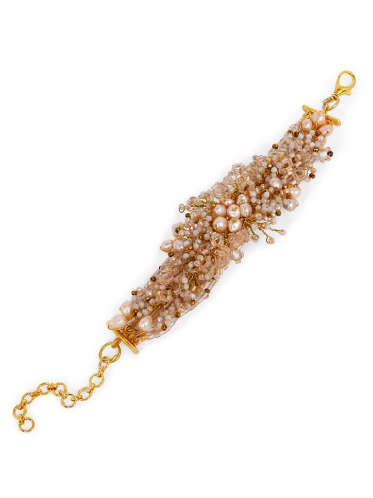 Fresh Water Pearl Floral Bracelet : BR-311-01PEACH