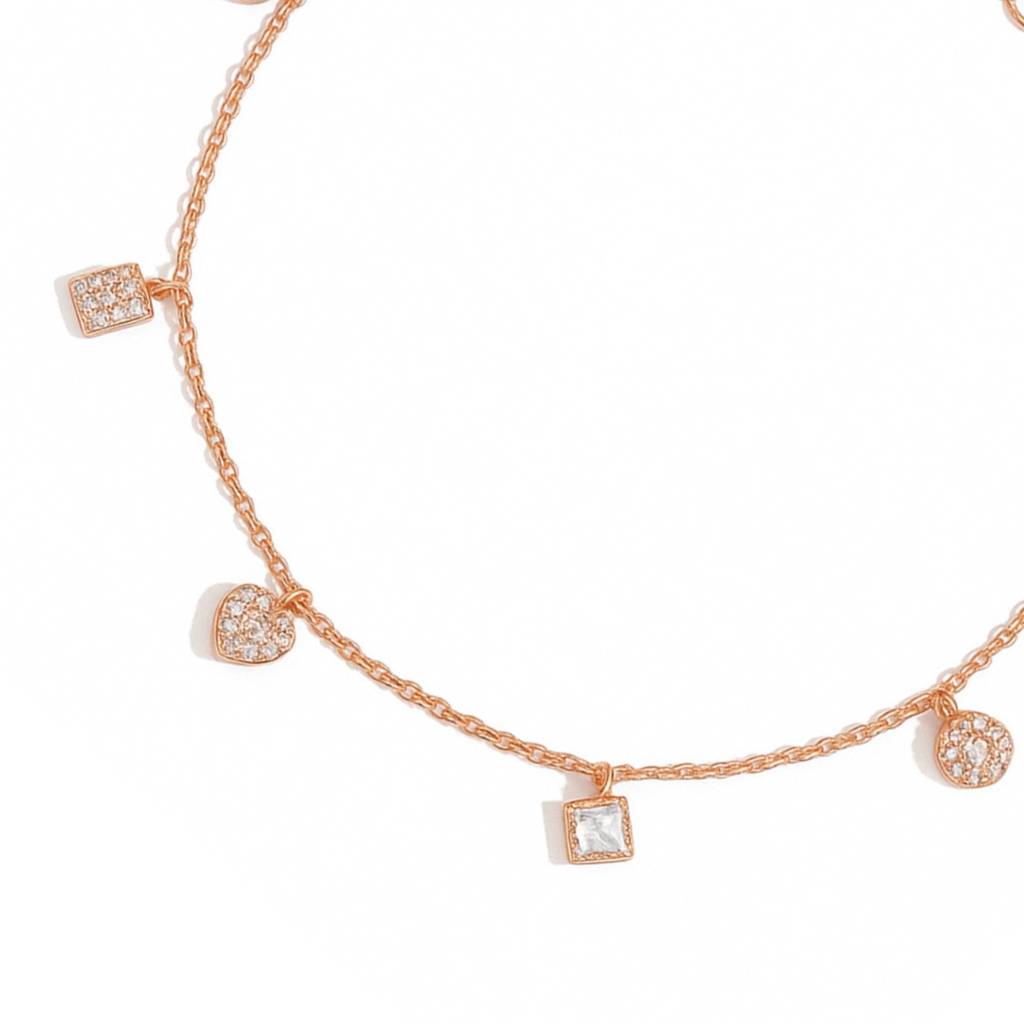 Playful Charms Rose Gold-Plated 925 Silver Bracelet : BR-80009-RG