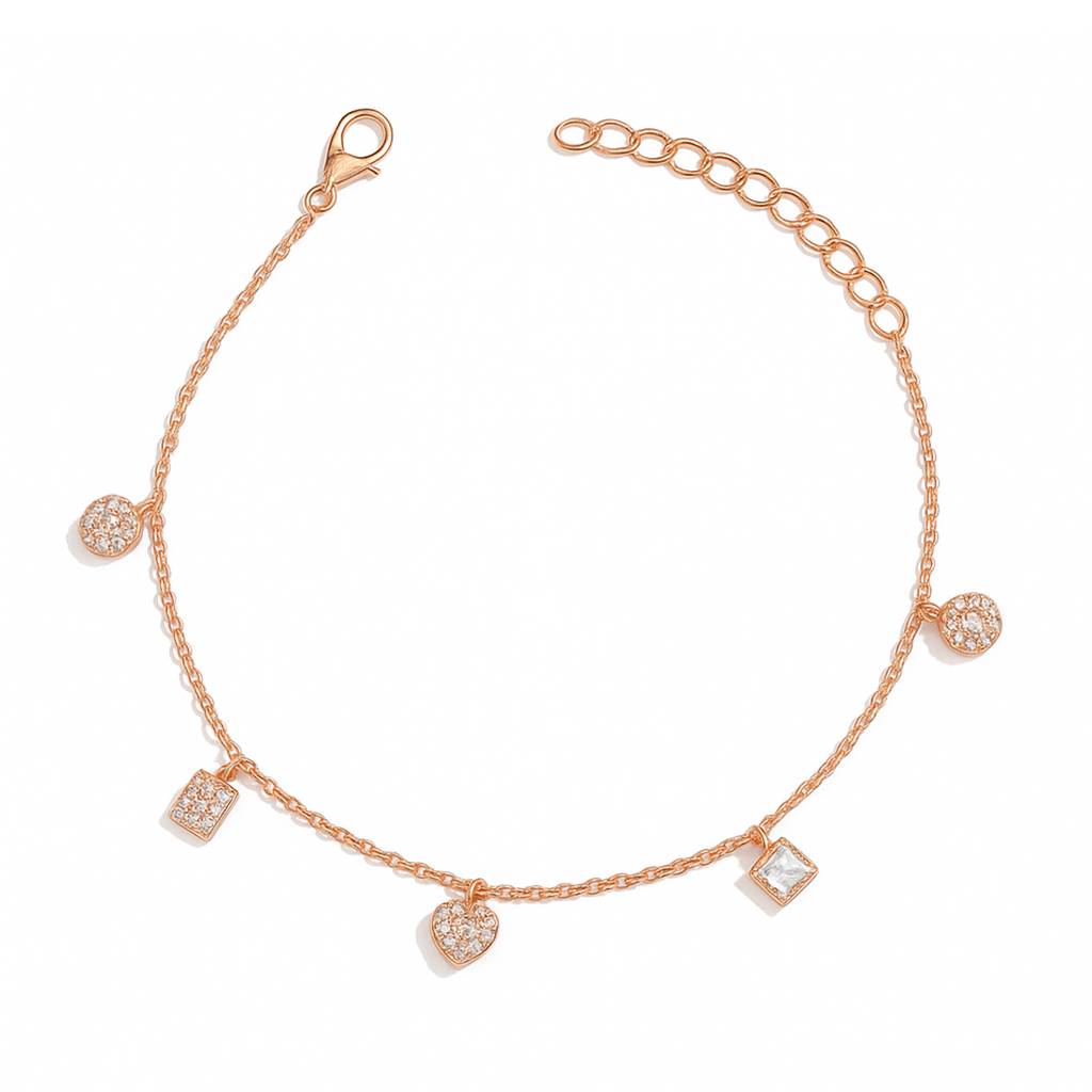 Playful Charms Rose Gold-Plated 925 Silver Bracelet : BR-80009-RG