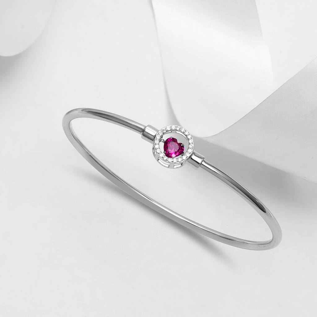 Lavender Purple Teardrop with Side Hearts CZ Rhodium on Sterling Silver Lavender Purple Teardrop with Side Hearts CZ Rhodium on Sterling Silver