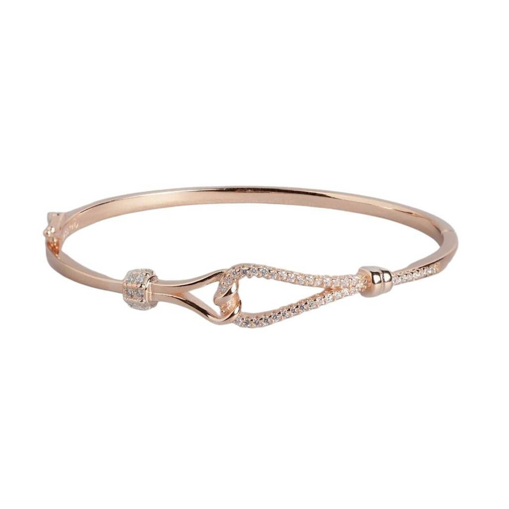 Abstract Cz Rose Gold Plated 925 Sterling Silver Kada Bracelet : BR-80171