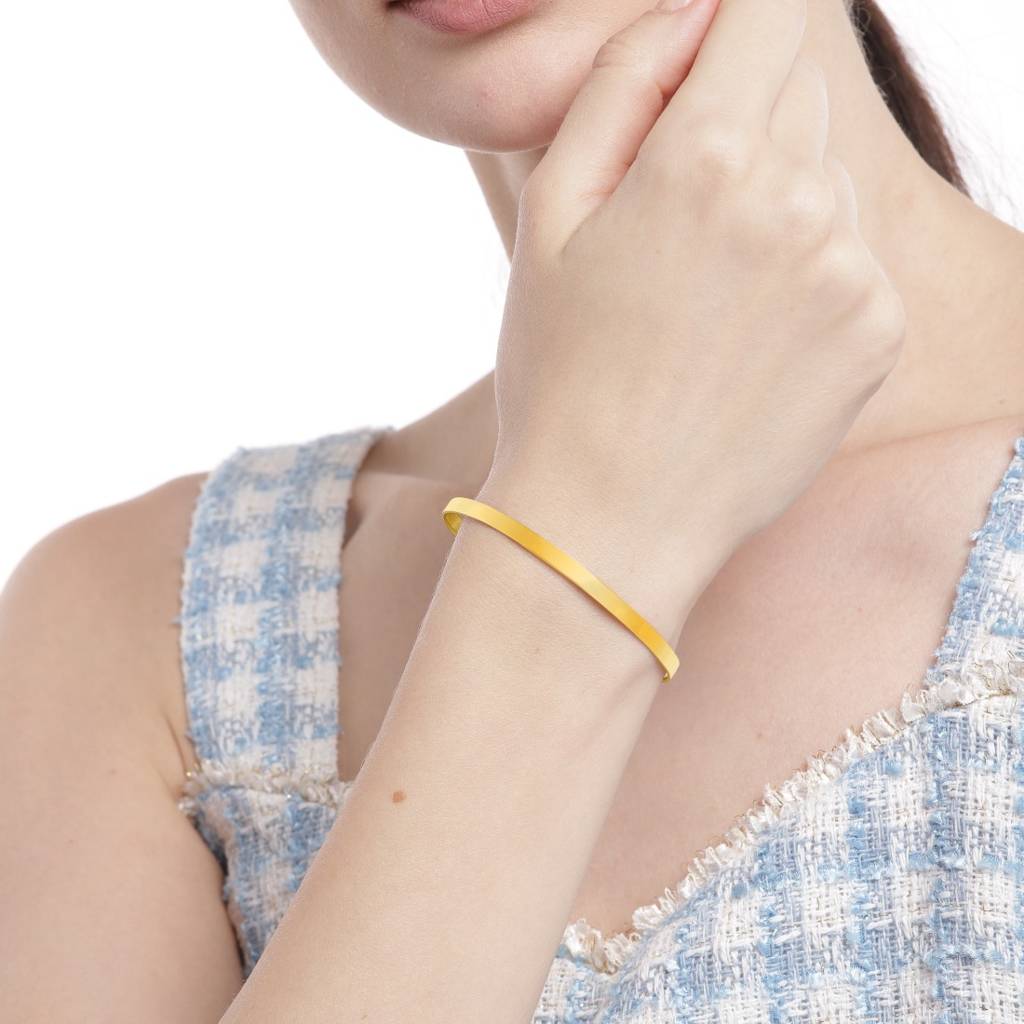 Solidgold Plated 925 Sterling Silver Kada Bracelet : BR-80210-G