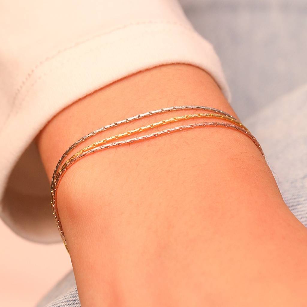 Trinity Elegance Tri-Colour Plated 925 Sterling Silver Chain Bracelet : BR-80260-RGRG