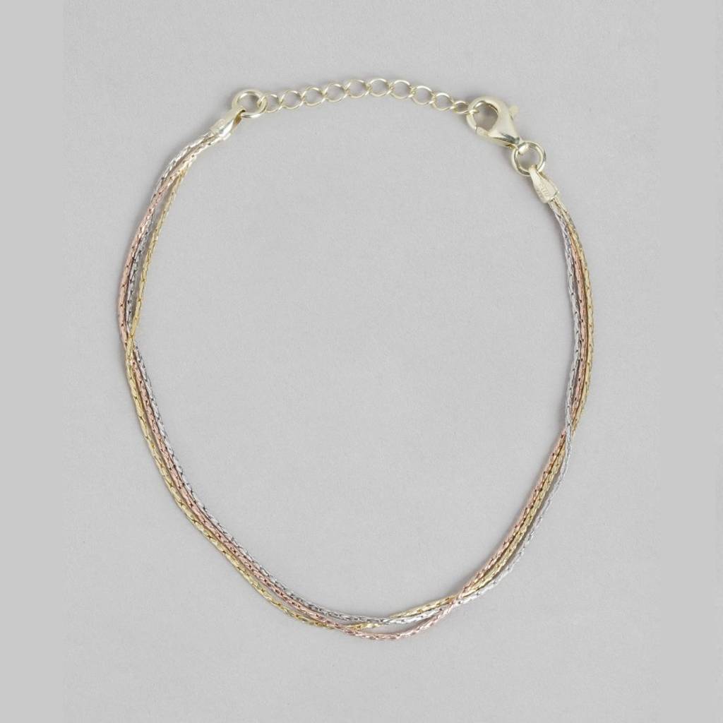 Trinity Elegance Tri-Colour Plated 925 Sterling Silver Chain Bracelet : BR-80260-RGRG