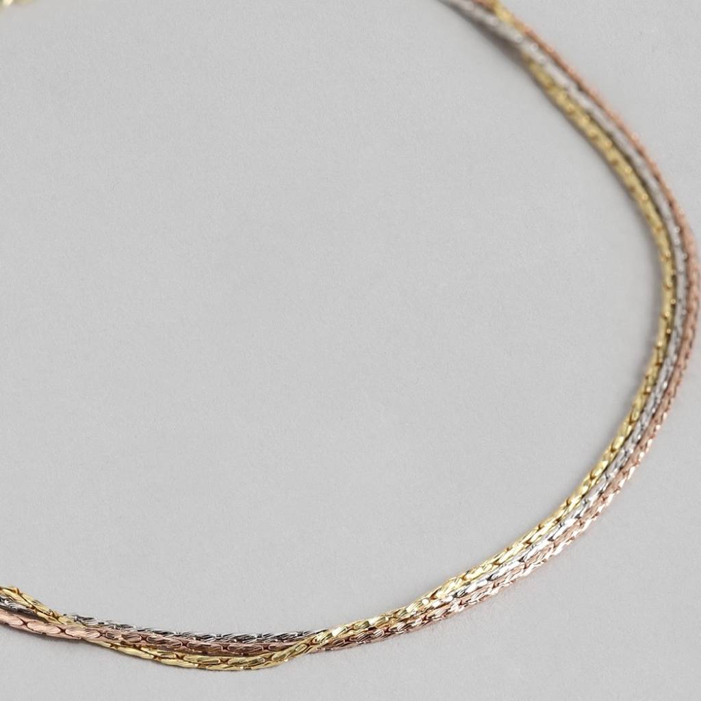 Trinity Elegance Tri-Colour Plated 925 Sterling Silver Chain Bracelet : BR-80260-RGRG