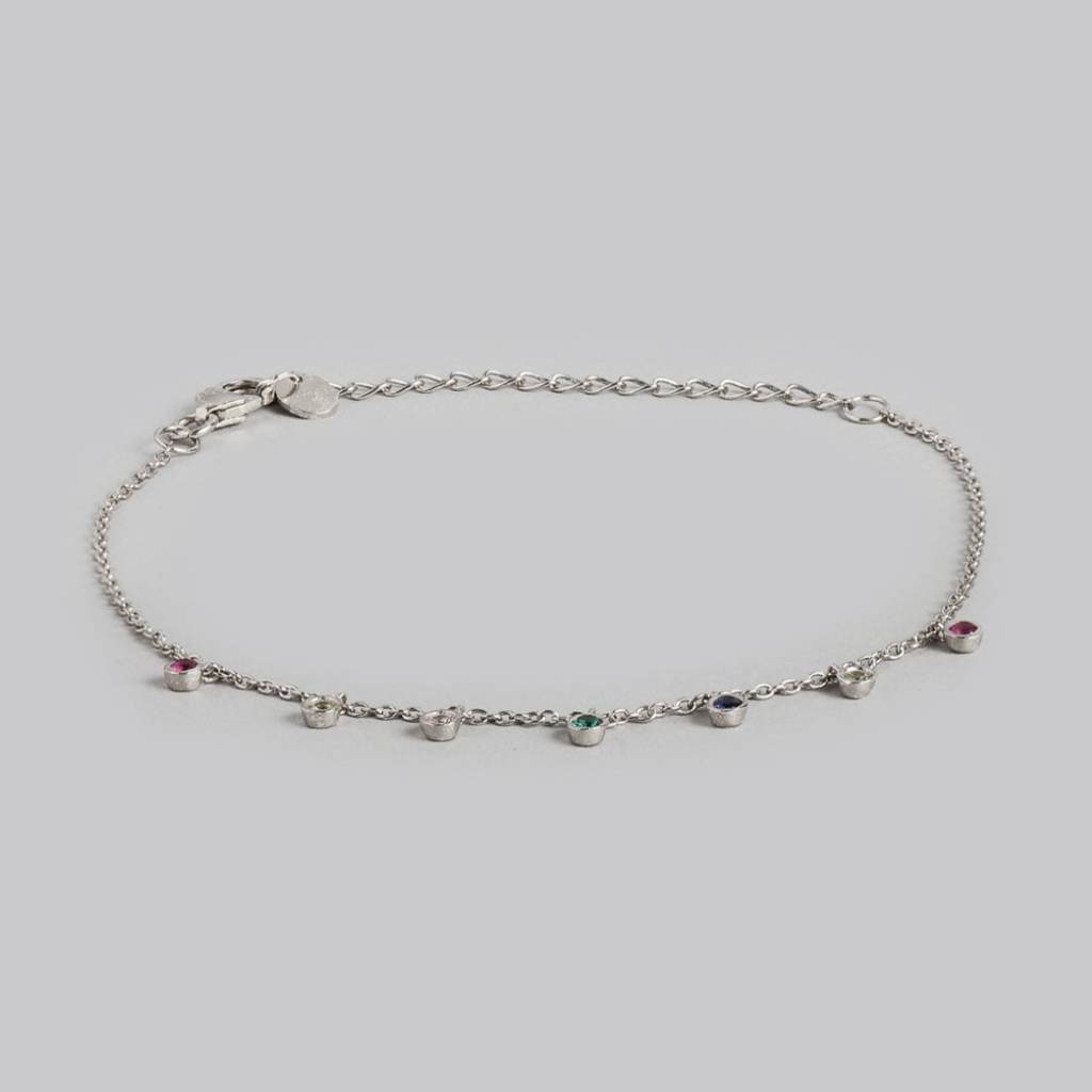 Dazzling Rhodium Plated 925 Sterling Silver Chain Bracelet : BR-80262-R