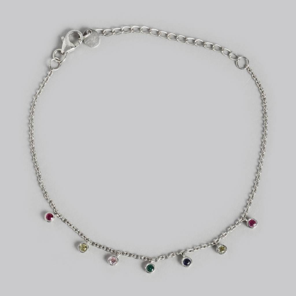 Dazzling Rhodium Plated 925 Sterling Silver Chain Bracelet : BR-80262-R