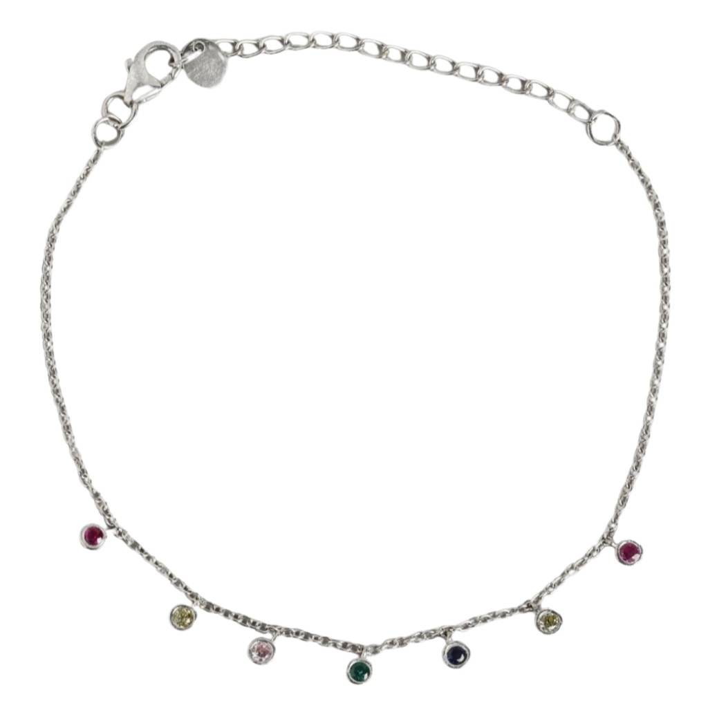 Dazzling Rhodium Plated 925 Sterling Silver Chain Bracelet : BR-80262-R