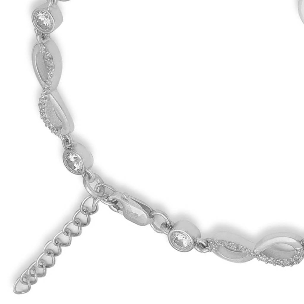 Infinity Cz Rhodium-Plated 925 Sterling Silver Charm Bracelet : BR-80276-R