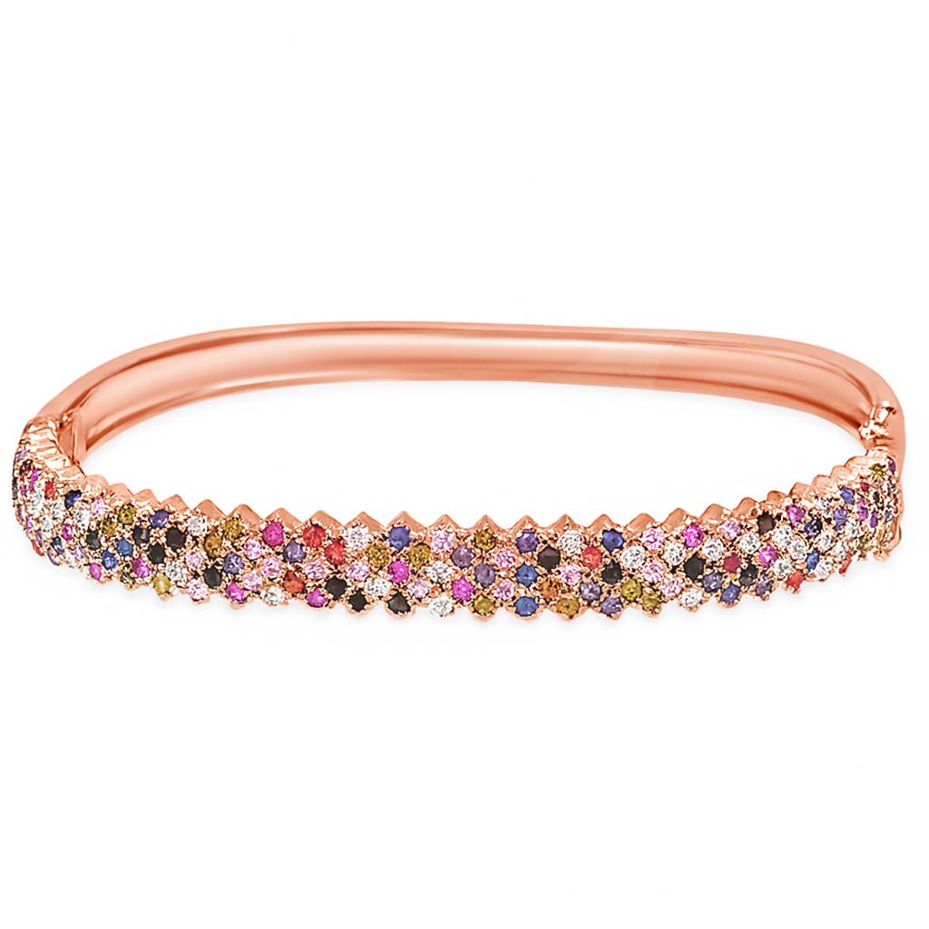Radiant Elegance Coloured Cz Rosegold-Plated 925 Sterling Silver Kada Bracelet : BR-80334-RG