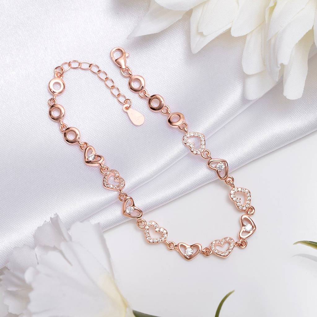 Gold Heart Charm Rose Gold And Silver Charm Bracelet Heart Charm