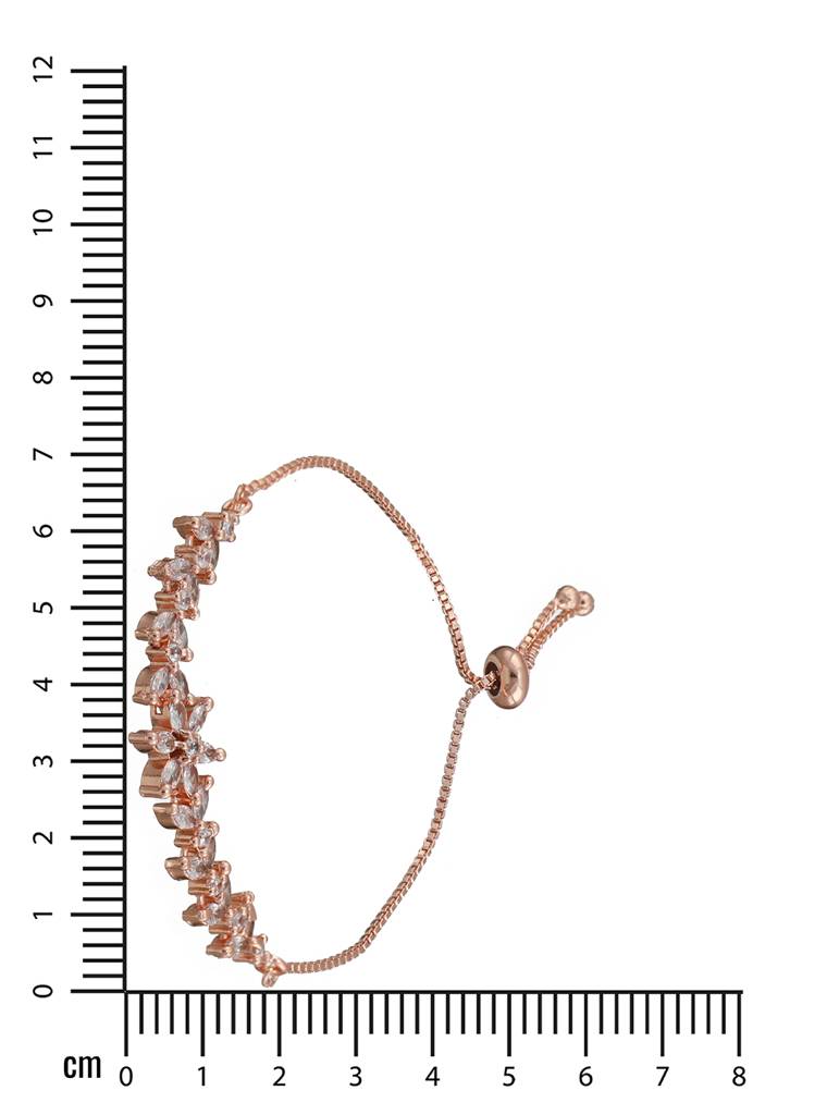 Women American Diamond Rose Gold-Plated Link Bracelet : BR-JS22-10046